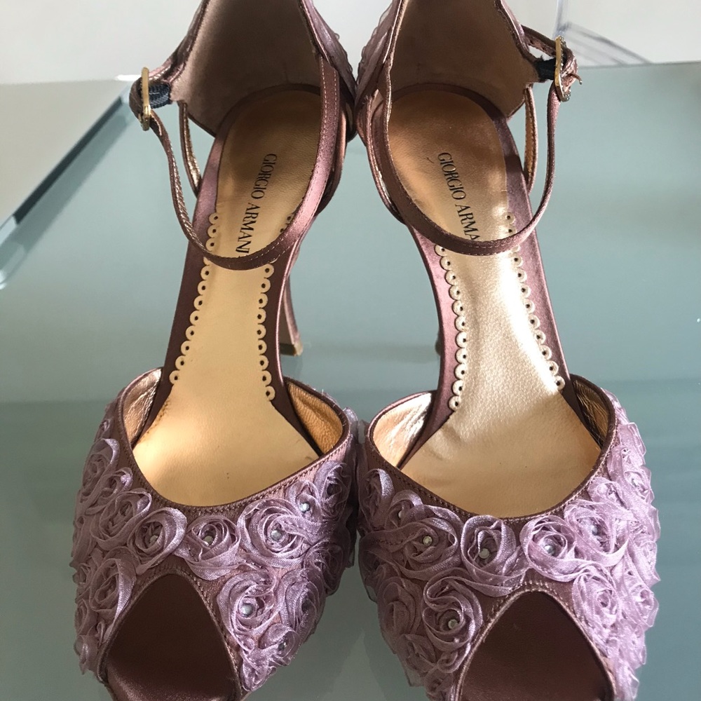 NWT - Giorgio Armani Blush/Lavender Peep Toe Heels